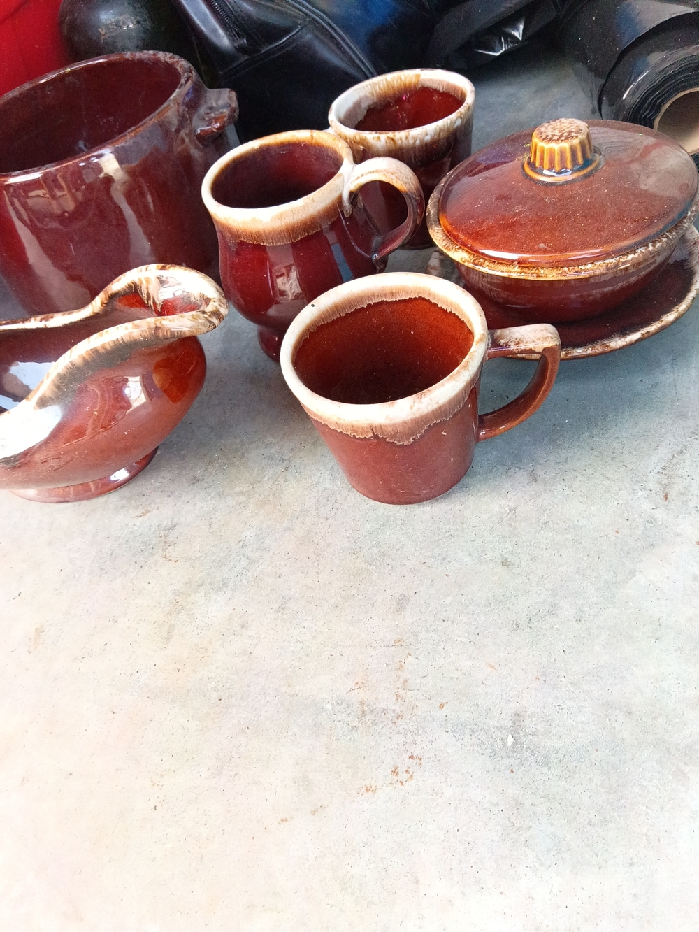 Brown Drip-Glazed Ceramic Mug and Serving Set